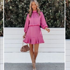 “Call me angel” pink satin dress